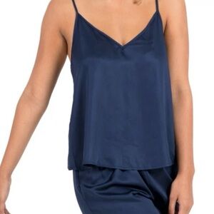 Ettitude Bamboo Blue Chemise with V-Neckline and Spaghetti Straps